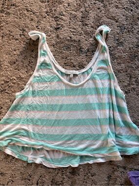 Talula by Aritzia Mint Stripe Swing Tank Top | Size Large
